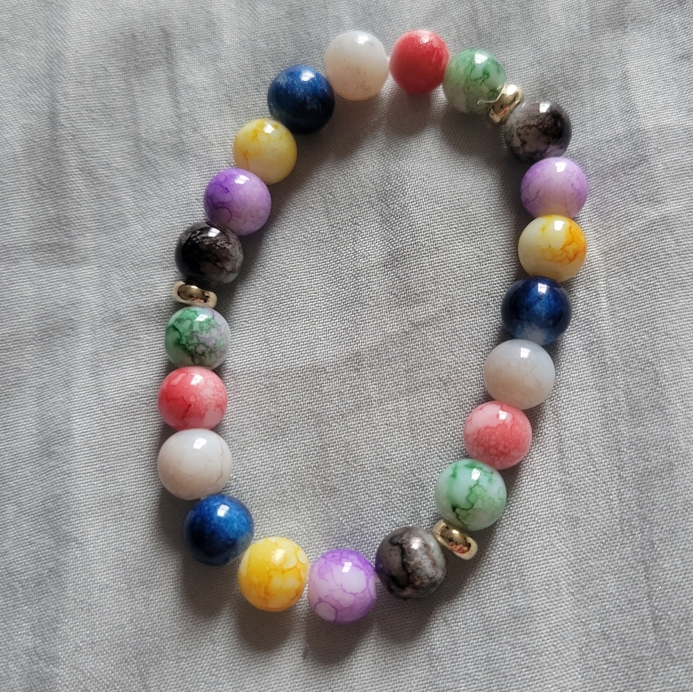 7 Chakra Reiki Healing Stone Bracelet Yoga Balance Energy Imitate Volcanic Stone